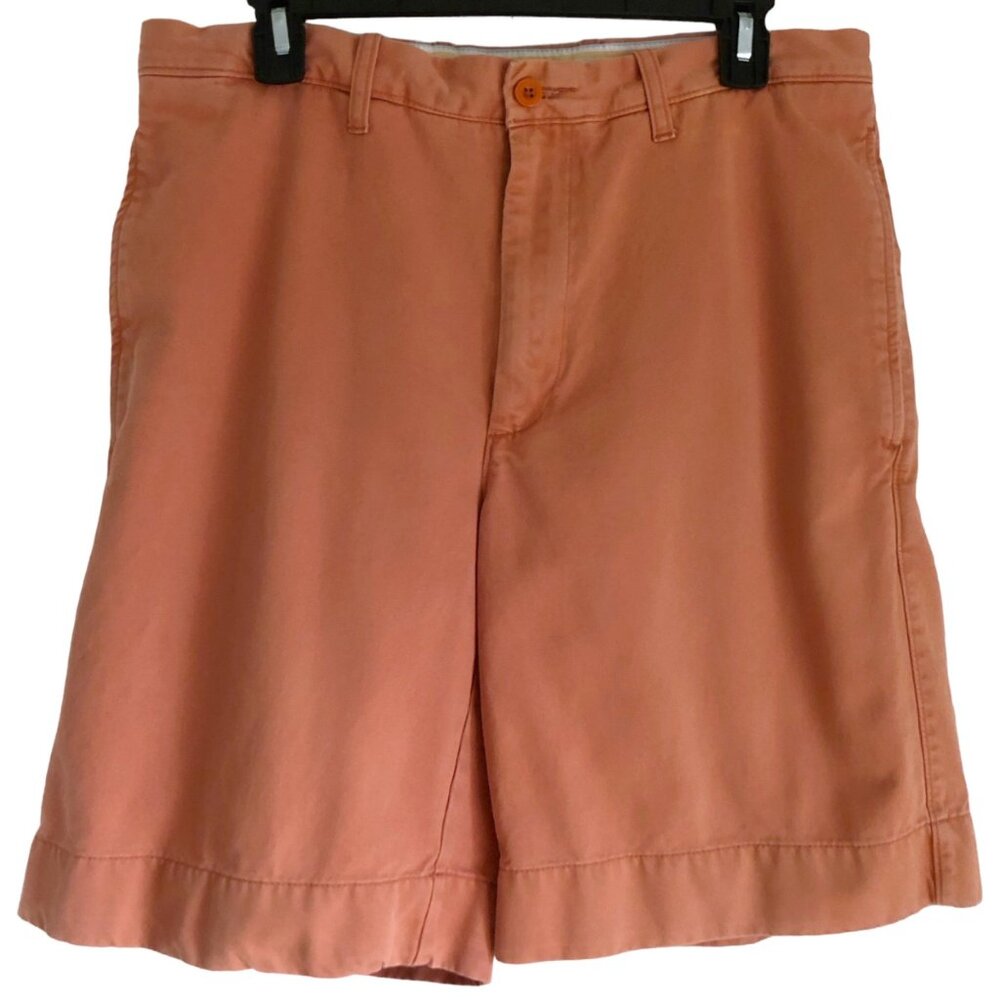 Flat Front Chino Khaki Shorts Men’s 33 Salmon Color Casual Charter Club Cotton